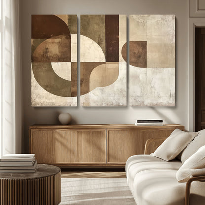 59767-MGV-CV-36X24-Abstract Geometric Shapes Wall Art – Modern Minimalist Canvas Print, Neutral Brown Beige Tan Artwork for Living Room, Bedroom,