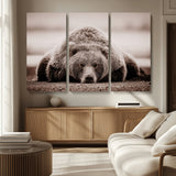 20611-MGV-CV-36X24-Grizzly Bear Wall Art – Majestic Wildlife Sepia Canvas Print, Rustic Nature Animal Artwork for Cabin, Lodge, Living Room, Bedroom,