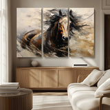 53001-MGV-CV-36X24-Wild Horse Wall Art – Majestic Stallion Canvas Print with Flowing Mane, Rustic Western Style Painting for Living Room, Office or