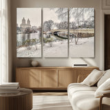 60292-MGV-CV-36X24-Central Park Winter Wall Art – Snowy Bow Bridge Canvas Print, Scenic New York City Landscape Photography for Living Room, Bedroom