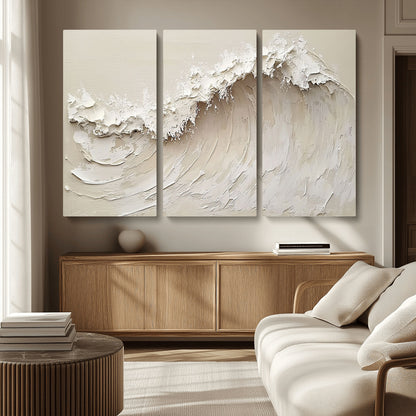 45175-MGV-CV-36X24-Textured Wave Wall Art Canvas Print, Framed Minimal Seascape Art Picture Print, Elegant Wave Perfect Modern Coastal Decor Artwork