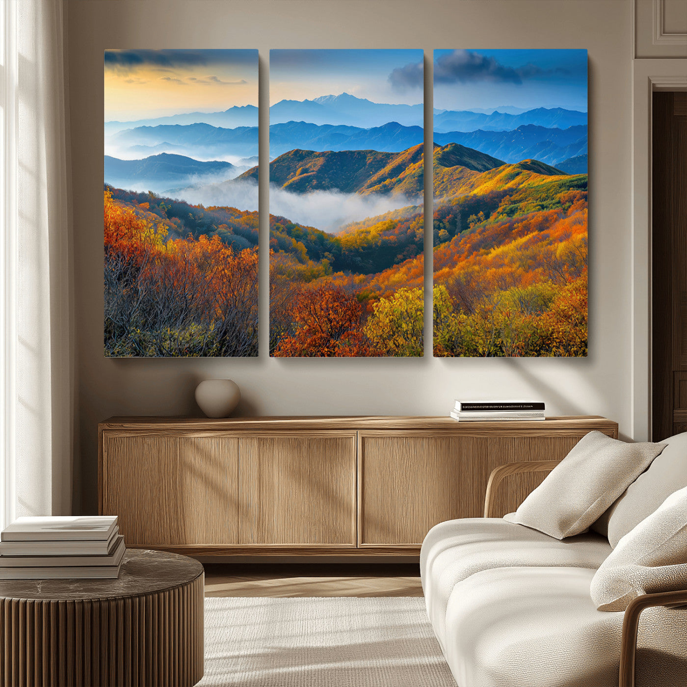 86772247-MGV-CV-36X24-Autumn Mountains Wall Art Canvas Print, Framed Fall Foliage Art Picture Print, Vibrant Hills Perfect Vibrant Nature Decor Artwork