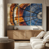 96890915-MGV-CV-36X24-Abstract Tree Ring Wall Art – Rustic Nature Canvas Print with Wood Grain Texture, Modern Earth Tone Artwork for Office, Living