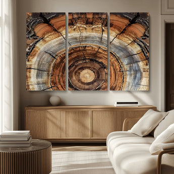 15184146-MGV-CV-36X24-Tree Rings Wall Art Canvas Print, Framed Wood Texture Art Picture Print, Rustic Pattern Perfect Rustic Organic Decor Artwork