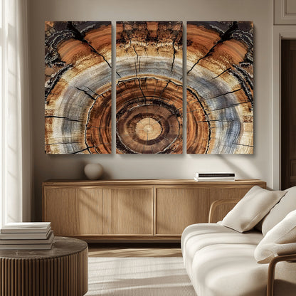 15184146-MGV-CV-36X24-Tree Rings Wall Art Canvas Print, Framed Wood Texture Art Picture Print, Rustic Pattern Perfect Rustic Organic Decor Artwork