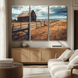 69356982-MGV-CV-36X24-Old Barn Wall Art Canvas Print, Framed Rustic Fence Art Picture Print, Wooden Farmhouse Perfect Rustic Farmhouse Decor Artwork