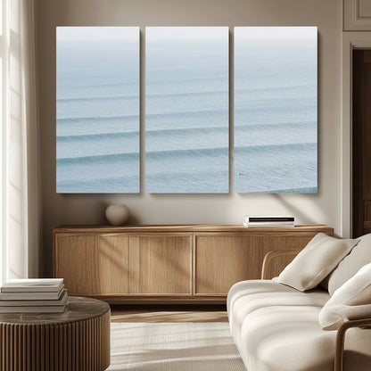 47814787-MGV-CV-36X24-Ocean Waves Wall Art Canvas Print, Framed Solo Surfer Art Picture Print, Wave Lines Perfect Minimalist Ocean Decor Artwork