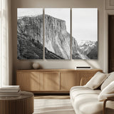 39393420-MGV-CV-36X24-El Capitan Wall Art Canvas Print, Framed Yosemite Cliff Art Picture Print, Monochrome Mountain Perfect Monochrome Sierra Decor