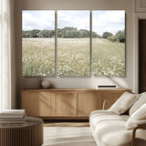 43258946-MGV-CV-36X24-Daisy Field Wall Art Canvas Print, Framed Pastel Flower Art Picture Print, Meadow Bloom Perfect Scandinavian Minimalist Decor