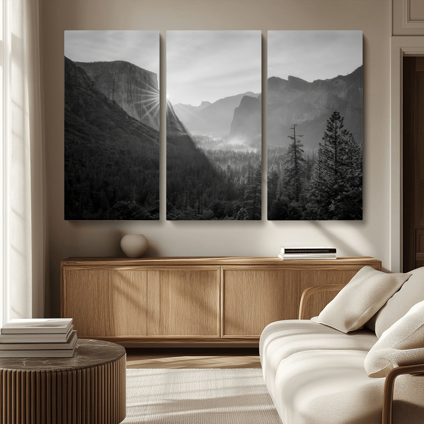 39278955-MGV-CV-36X24-Yosemite Valley Wall Art Canvas Print, Framed El Capitan Art Picture Print, Misty Mountain Perfect Modern Rustic Decor Artwork