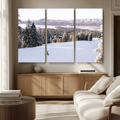 79857868-MGV-CV-36X24-Snowy Mountain Wall Art Canvas Print, Framed Ski Slope Art Picture Print, Winter Forest Perfect Modern Rustic Decor Artwork