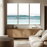 56345117-MGV-CV-36X24-Minimalist Surfing Wall Art Canvas Print, Framed Ocean Waves Art Picture Print, Soft Ocean Perfect Minimalist Coastal Decor