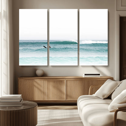 56345117-MGV-CV-36X24-Minimalist Surfing Wall Art Canvas Print, Framed Ocean Waves Art Picture Print, Soft Ocean Perfect Minimalist Coastal Decor