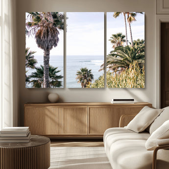 51404565-MGV-CV-36X24-Palm Trees Wall Art Canvas Print, Framed Ocean Breeze Art Picture Print, Coastal View Perfect Tropical Coastal Decor Artwork