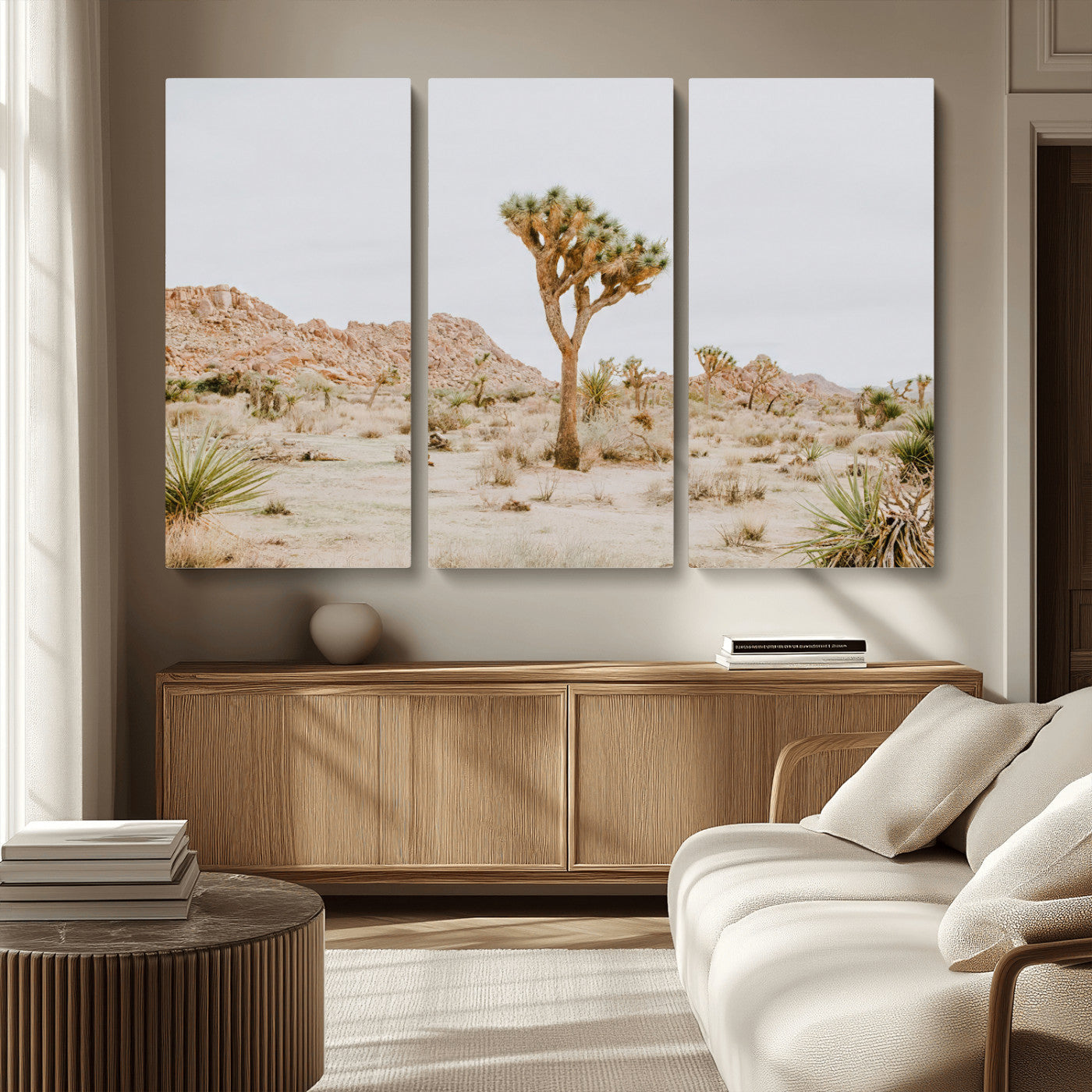 67109959-MGV-CV-36X24-Joshua Tree Wall Art Canvas Print, Framed Neutral Desert Art Picture Print, Earthy Landscape Perfect Neutral Boho Decor Artwork