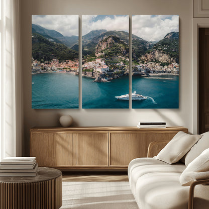 20321590-MGV-CV-36X24-Amalfi Coast Wall Art Canvas Print, Framed Italy Travel Art Picture Print, Mediterranean Landscape Perfect Mediterranean Coastal