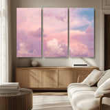 22874890-MGV-CV-36X24-Pastel Sky Wall Art Canvas Print, Framed Dreamy Cloudscape Art Picture Print, Sunset Glow Perfect Minimalist Serenity Decor