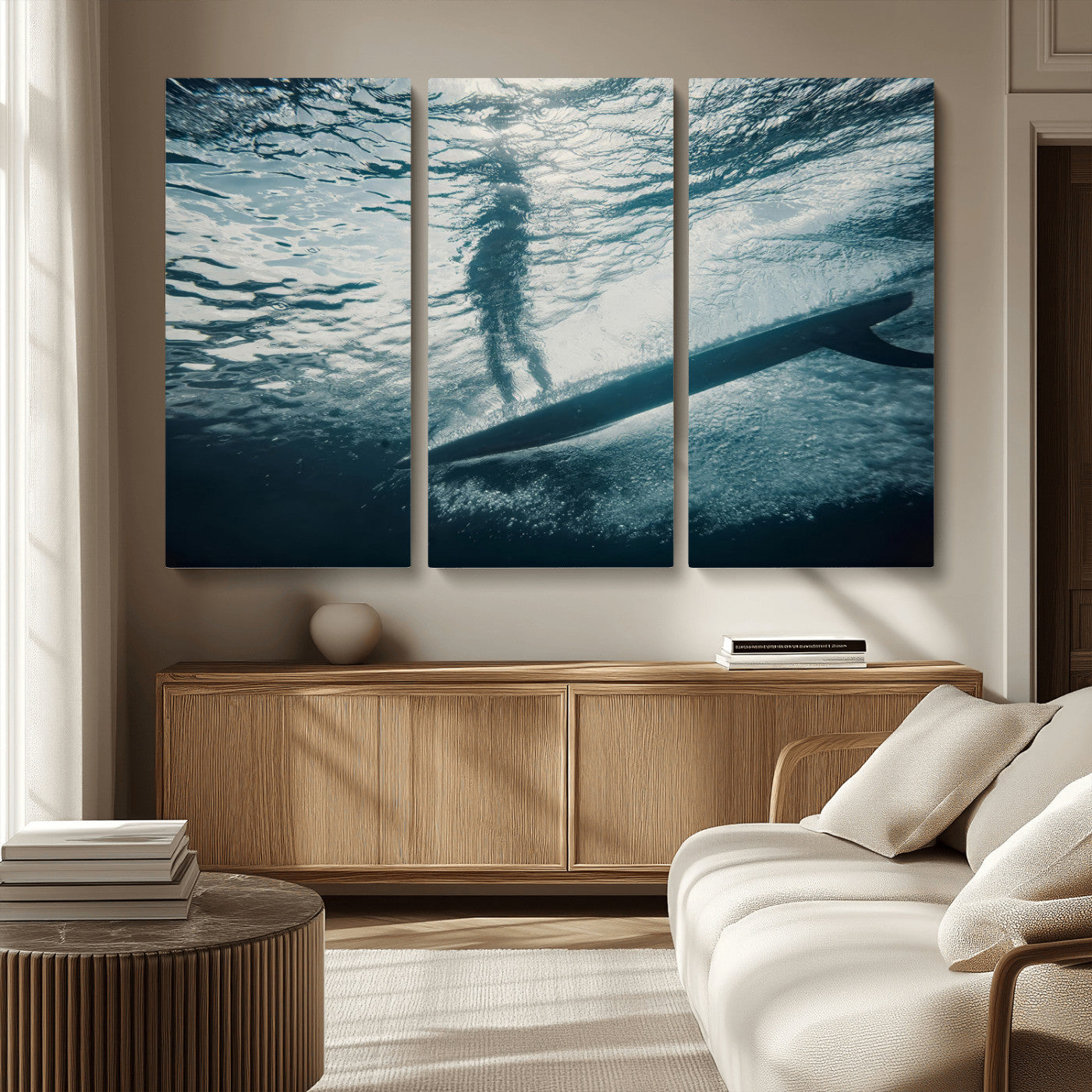 71192524-MGV-CV-36X24-Submerged Surf Wall Art Canvas Print, Framed Underwater Perspective Art Picture Print, Ocean Surf Perfect Coastal Adventure Decor