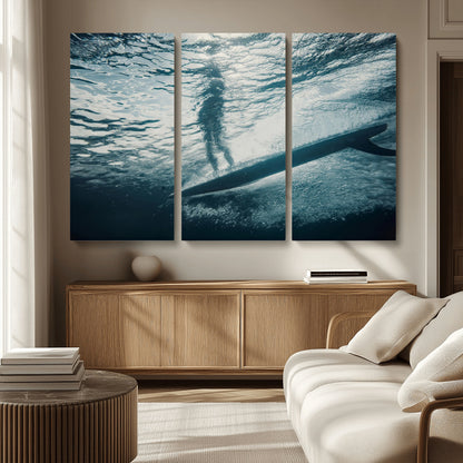 71192524-MGV-CV-36X24-Submerged Surf Wall Art Canvas Print, Framed Underwater Perspective Art Picture Print, Ocean Surf Perfect Coastal Adventure Decor