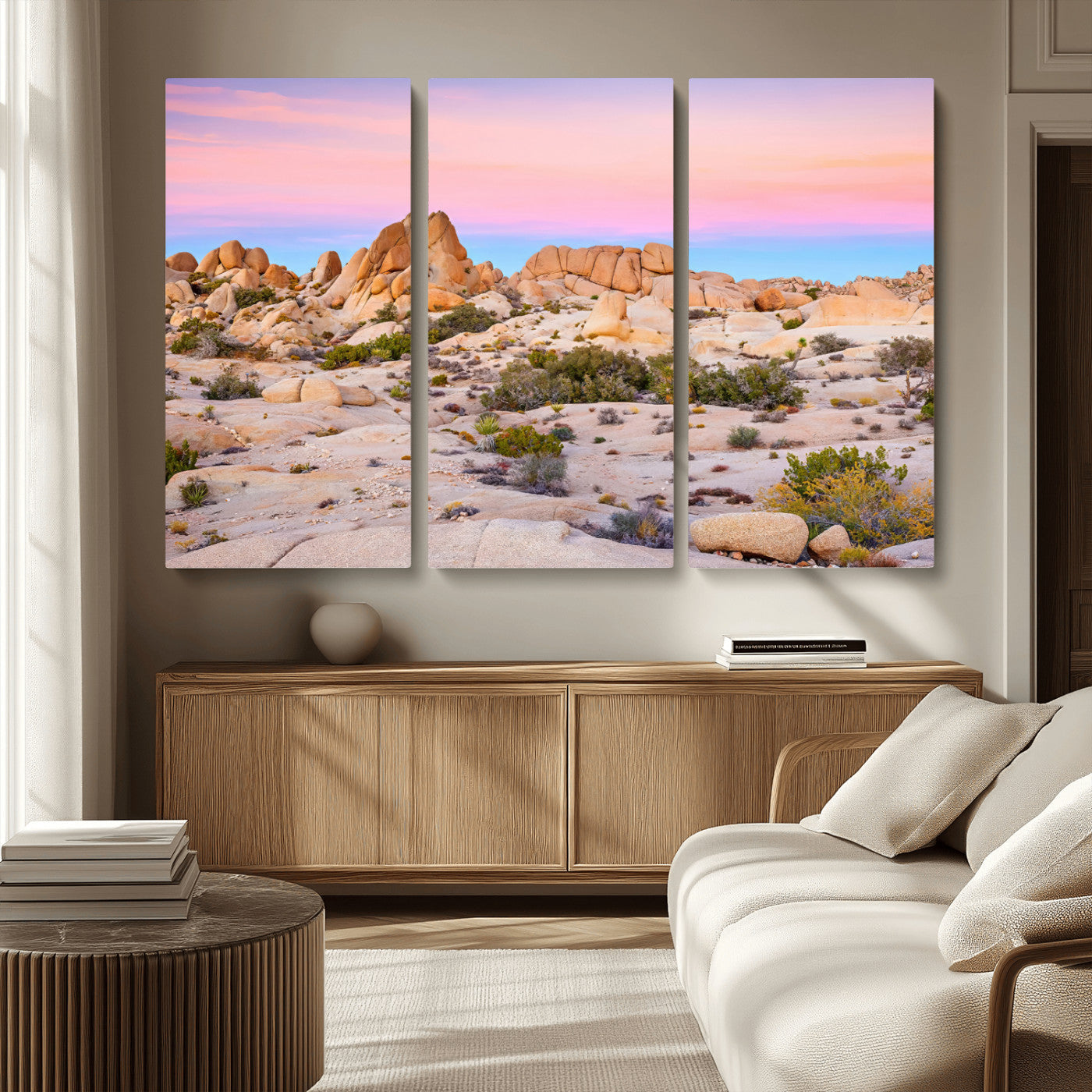 96167137-MGV-CV-36X24-Vibrant Sunset Sky Wall Art Canvas Print, Framed Joshua Tree Art Picture Print, Rugged Terrain Perfect Southwestern Boho Decor