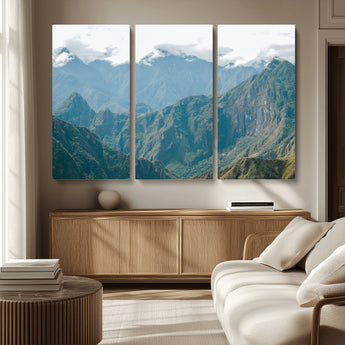 79393816-MGV-CV-36X24-Misty Mountain Wall Art Canvas Print, Framed Cloudy Andean Art Picture Print, Rugged Mountain Perfect Rustic Nature Decor Artwork