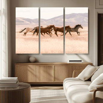83644685-MGV-CV-36X24-Wild Horse Art Wall Art Canvas Print, Framed Rustic Western Art Picture Print, Desert Horse Scene Perfect Rustic Western Decor