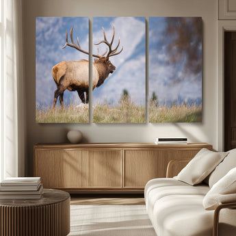 26365841-MGV-CV-36X24-Mountain Elk Art Wall Art Canvas Print, Framed Rustic Wildlife Print Art Picture Print, Lodge Style Decor Perfect Rustic Lodge