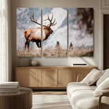 70489411-MGV-CV-36X24-Elk Photography Wall Art Canvas Print, Framed Mountain Wildlife Art Picture Print, Rustic Nature Decor Perfect Rustic Lodge Decor