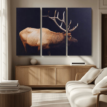 89239257-MGV-CV-36X24-Bull Elk Decor Wall Art Canvas Print, Framed Elk Photography Art Picture Print, Rustic Wildlife Perfect Rustic Lodge Decor Artwork