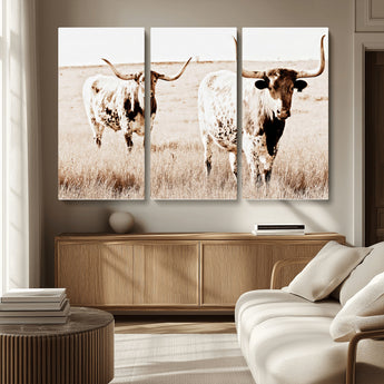 39672786-MGV-CV-36X24-Rustic Cow Scene Wall Art Canvas Print, Framed Farmhouse Style Cattle Art Picture Print, Prairie Animal Duo Perfect Rustic Western