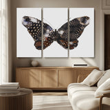 99831147-MGV-CV-36X24-Spotted Butterfly Wall Art Canvas Print, Framed Neutral Insect Theme Art Picture Print, Earthy Wing Pattern Perfect Modern Rustic