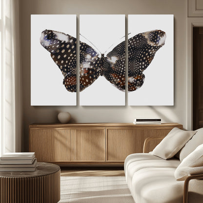 99831147-MGV-CV-36X24-Spotted Butterfly Wall Art Canvas Print, Framed Neutral Insect Theme Art Picture Print, Earthy Wing Pattern Perfect Modern Rustic