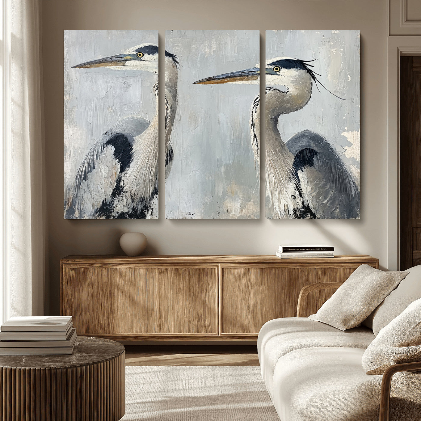 19427826-MGV-CV-36X24-Bird Canvas Decor Wall Art Canvas Print, Framed Coastal Bird Pair Art Picture Print, Minimalist Wildlife Wall Perfect Coastal