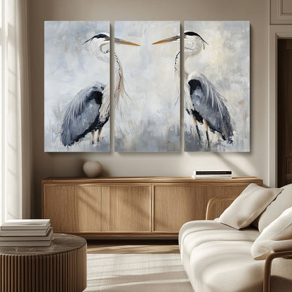 90806932-MGV-CV-36X24-Heron Wall Art Wall Art Canvas Print, Framed Bird Canvas Decor Art Picture Print, Nature Inspired Perfect Coastal Minimalist Decor
