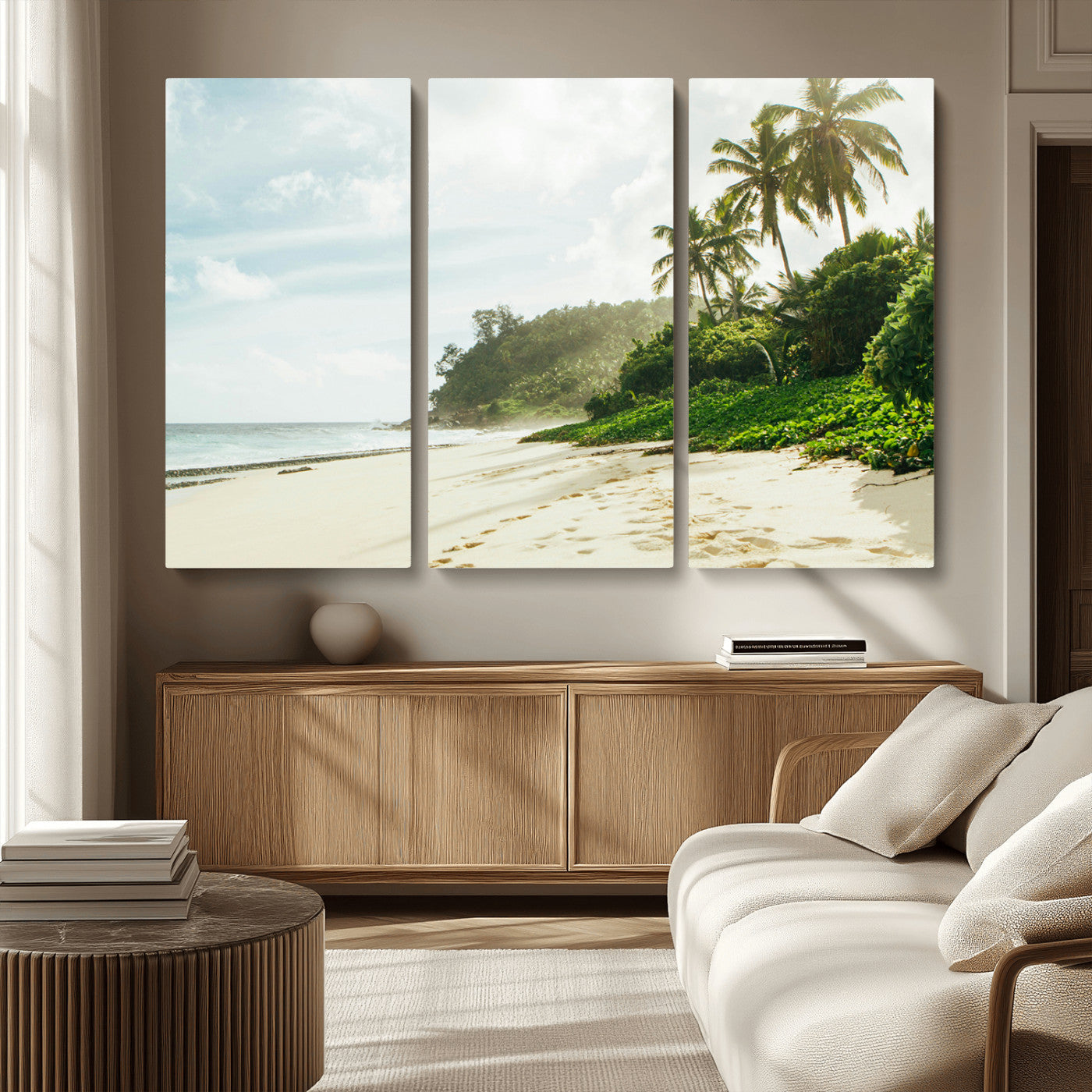 42984524-MGV-CV-36X24-Relaxing Beach Wall Art Canvas Print, Framed Ocean View Art Picture Print, Coastal Serenity Perfect Tropical Coastal Decor Artwork