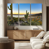 52844711-MGV-CV-36X24-Saguaro Cactus Wall Art Canvas Print, Framed Desert Sunset Art Picture Print, Southwestern Scene Perfect Southwestern Rustic Decor