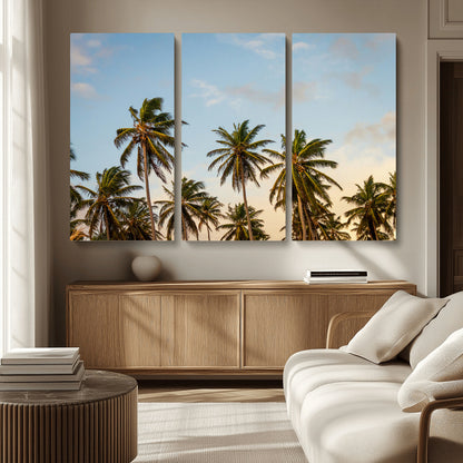 99033771-MGV-CV-36X24-Palm Trees Wall Art Canvas Print, Framed Tropical Vibes Art Picture Print, Coastal Sunset Perfect Coastal Boho Decor Artwork