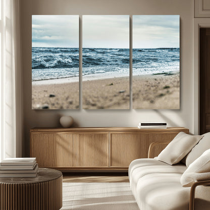 81812590-MGV-CV-36X24-Ocean Wall Art Wall Art Canvas Print, Framed Coastal Canvas Art Picture Print, Moody Seascape Perfect Coastal Minimalist Decor