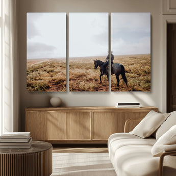 57597730-MGV-CV-36X24-Cowboy Wall Art Wall Art Canvas Print, Framed Western Canvas Art Picture Print, Rustic Ranch Scene Perfect Rustic Western Decor