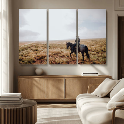 57597730-MGV-CV-36X24-Cowboy Wall Art Wall Art Canvas Print, Framed Western Canvas Art Picture Print, Rustic Ranch Scene Perfect Rustic Western Decor