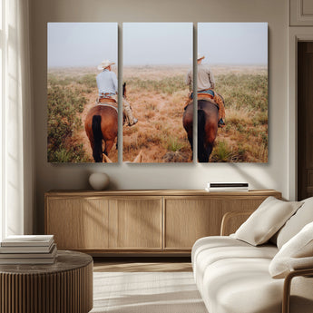 54943176-MGV-CV-36X24-Cowboy Wall Art Wall Art Canvas Print, Framed Western Canvas Art Picture Print, Rustic Ranch Scene Perfect Rustic Western Decor