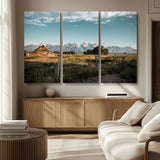 92497443-MGV-CV-36X24-Rustic Farmhouse Wall Art Canvas Print, Framed Mountain Cabin Art Picture Print, Western Landscape Perfect Rustic Farmhouse Decor