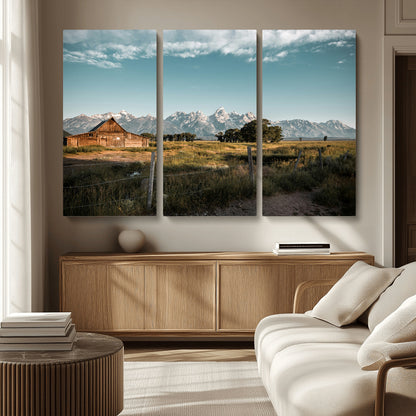 92497443-MGV-CV-36X24-Rustic Farmhouse Wall Art Canvas Print, Framed Mountain Cabin Art Picture Print, Western Landscape Perfect Rustic Farmhouse Decor