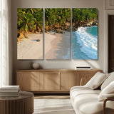 82312665-MGV-CV-36X24-Tropical Beach Wall Art Canvas Print, Framed Ocean Waves Art Picture Print, Palm Trees Perfect Coastal Minimalist Decor Artwork