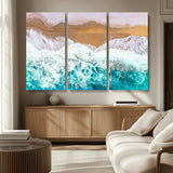 26870666-MGV-CV-36X24-Aerial Beach Wall Art Canvas Print, Framed Ocean Waves Art Picture Print, Coastal Landscape Perfect Coastal Minimalist Decor