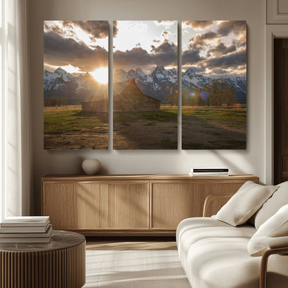 52555760-MGV-CV-36X24-Snowy Peaks Wall Art Canvas Print, Framed Nature Escape Art Picture Print, Rustic Charm Perfect Rustic Western Decor Artwork