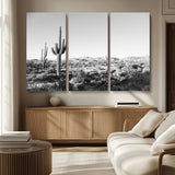 85205054-MGV-CV-36X24-Saguaro Cactus Wall Art Canvas Print, Framed Monochrome Landscape Art Picture Print, Scenic Arizona View Perfect Minimalist