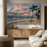 62574547-MGV-CV-36X24-Tropical Storm Wall Art Canvas Print, Framed Moody Beach Art Picture Print, Dramatic Sky Perfect Tropical Coastal Decor Artwork