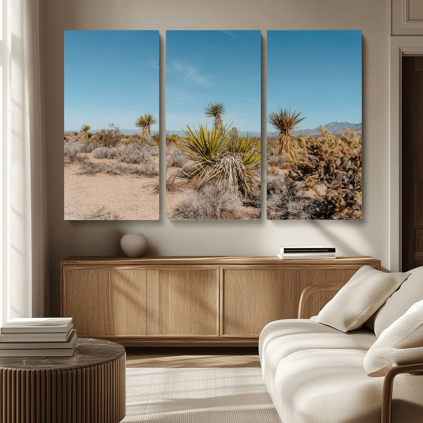 35156165-MGV-CV-36X24-Joshua Tree Wall Art Canvas Print, Framed Desert Landscape Art Picture Print, Warm Earth Tones Perfect Southwestern Minimalist