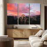 32786115-MGV-CV-36X24-Half Dome Wall Art Canvas Print, Framed Yosemite National Park Art Picture Print, Dramatic Sunset Perfect Adventurous Wilderness